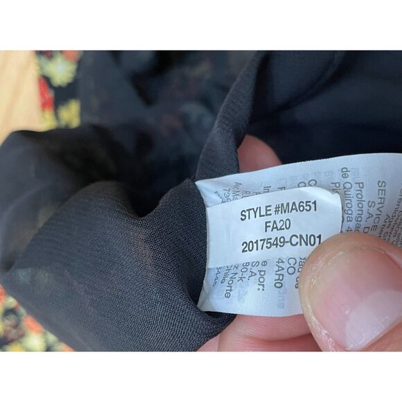 Madewell Women's M Yellow Blouse Polyester Top Floral Peplum Wrap Boho V-Neck - Picture 4 of 9